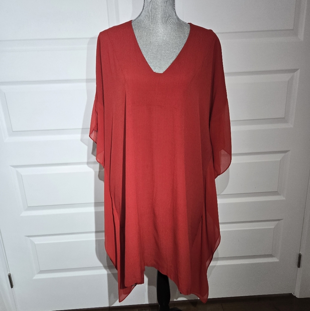 Matty M V-Neck Red Tunic Top
